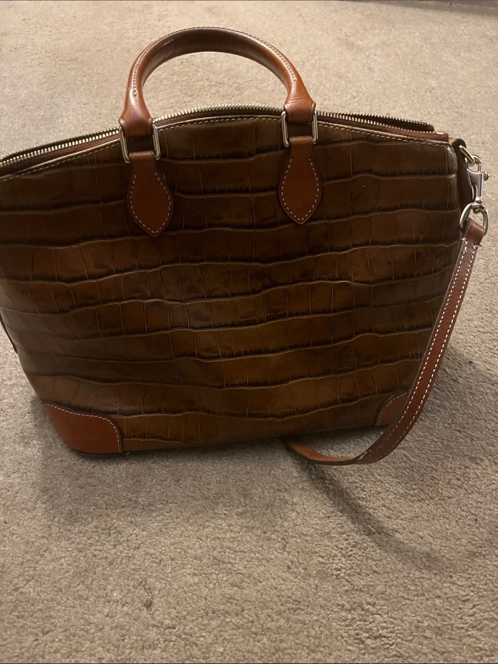 Dooney & Bourke Brown Croc-Embossed Leather Tote